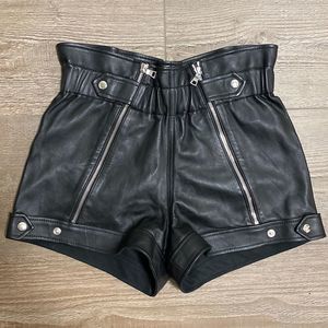 RtA Pull On Leather Shorts Paperbag Waist Exposed Zippers Motorcycle Biker Style